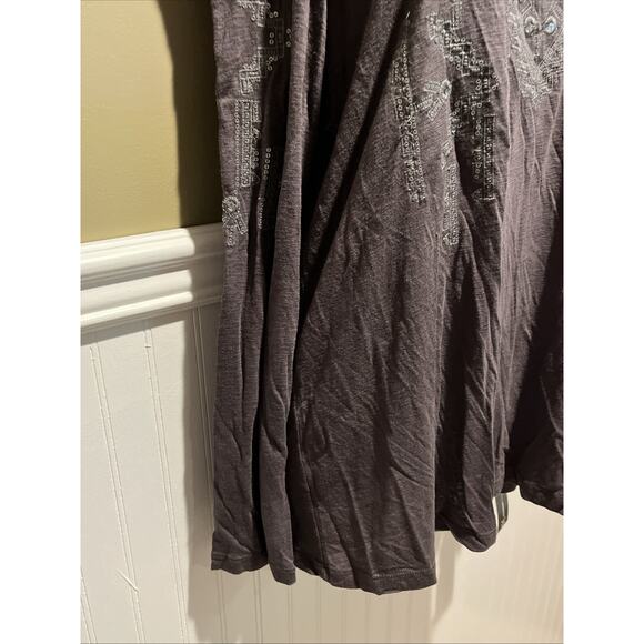 INC International Concepts Boho Embroidered Cold Shoulder Blouse Sz M grey NWT - Picture 3 of 10